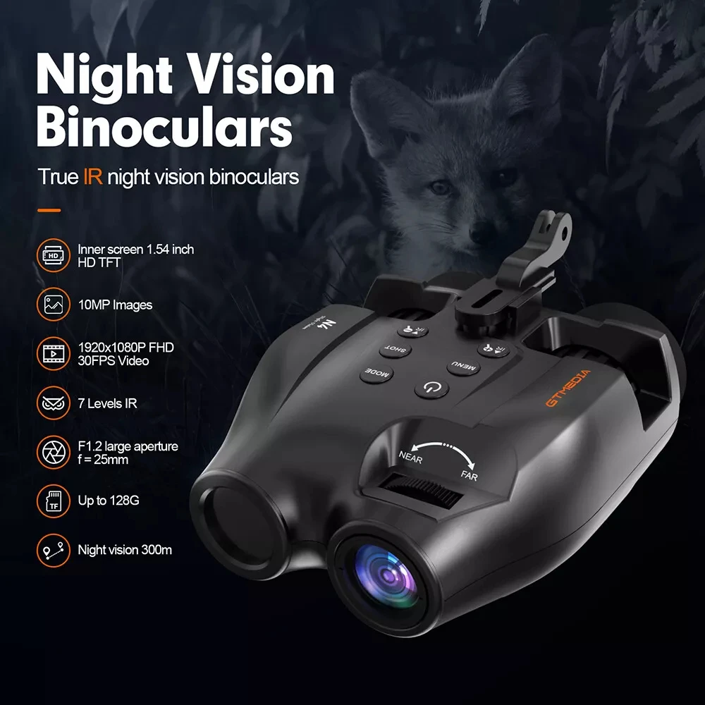 GTMEDIA N4 Night Vision Binoculars Infrared Night-Visions Device 1080P 5X Digital Zoom Head Mount Goggles Day/Night Use Outdoor