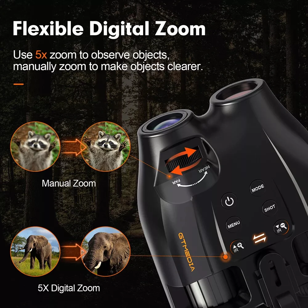 GTMEDIA N4 Night Vision Binoculars Infrared Night-Visions Device 1080P 5X Digital Zoom Head Mount Goggles Day/Night Use Outdoor
