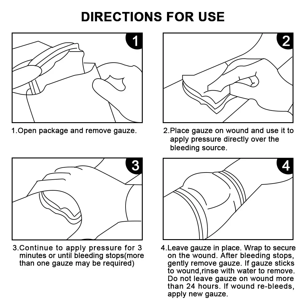 Hemostatic Kaolin Gauze Combat Emergency Trauma Z-Fold Soluble for Ifak Tactical First Aid Kit Wound Dressing Edc Kit First Aid