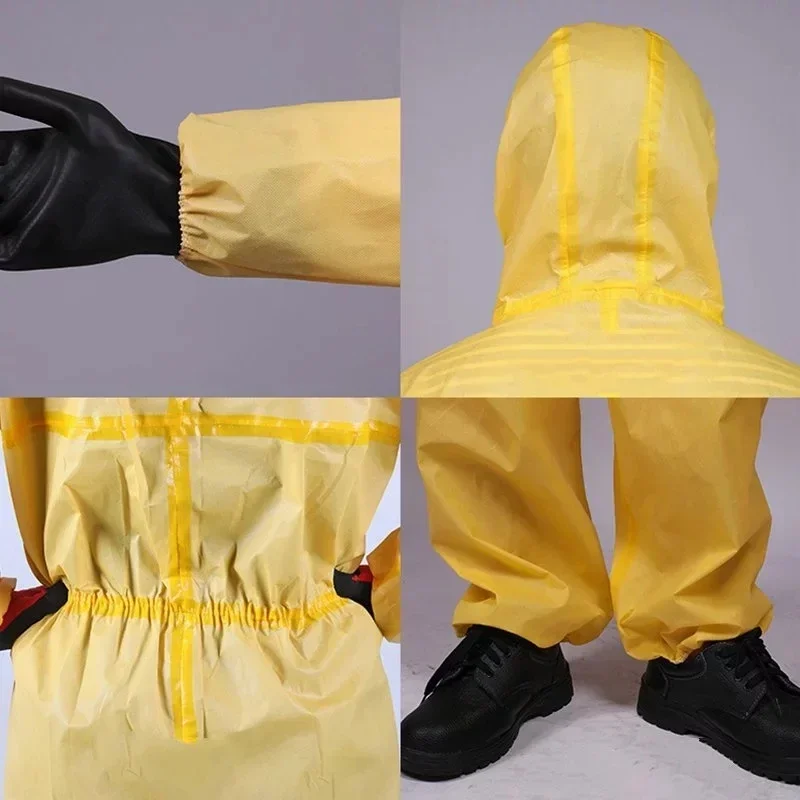 One Piece Chemical Protective Clothing Work Coverall Hazardous Chemical Liquid Sulfuric Acid And Alkali Resistant Protection