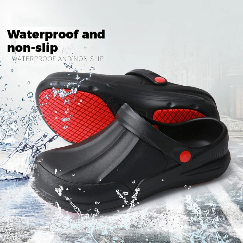 Chef's Shoes Are Non-Slip, Waterproof, Oil-Proof, Soft-Soled, Lightweight, Wear-Resistant Work Shoes, Kitchen Shoes, Hotel Kitchen Toe-Toe Slippers for Men