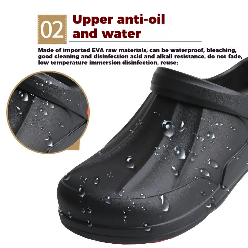 Chef's Shoes Are Non-Slip, Waterproof, Oil-Proof, Soft-Soled, Lightweight, Wear-Resistant Work Shoes, Kitchen Shoes, Hotel Kitchen Toe-Toe Slippers for Men