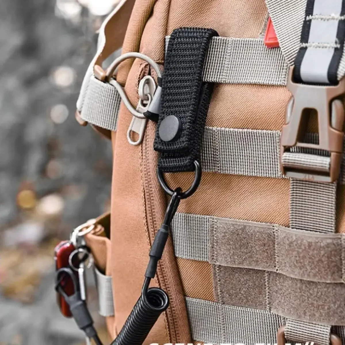 Elastic Tactical Lanyard Rope, Anti-Lost, Military, Spring, Safety Gun Strap, Keychain, Chain, Flashlight, Hunting Accessories