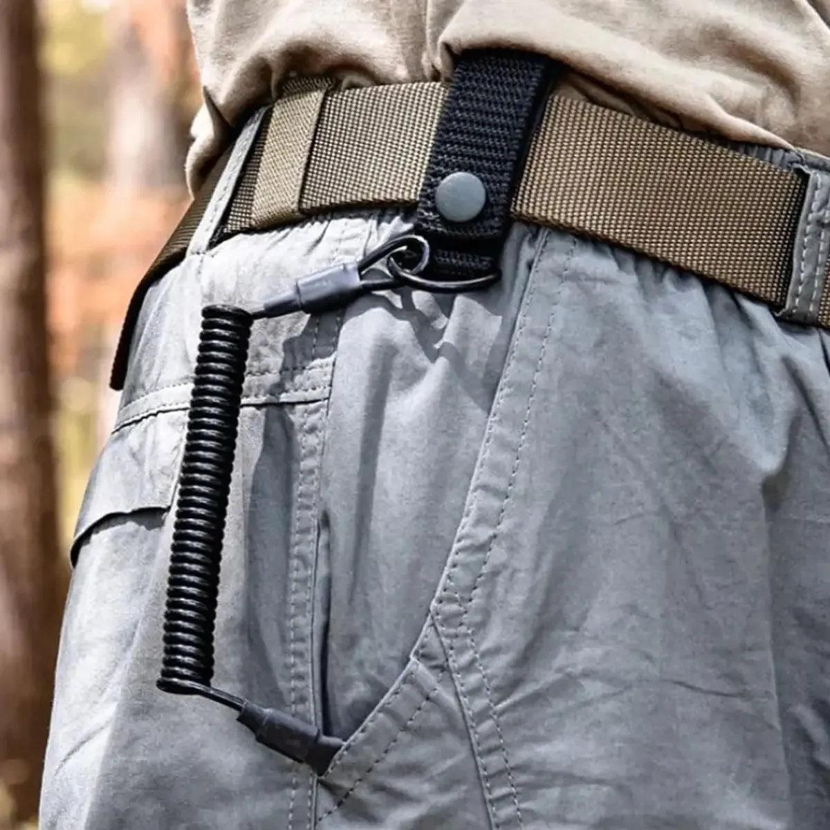 Elastic Tactical Lanyard Rope, Anti-Lost, Military, Spring, Safety Gun Strap, Keychain, Chain, Flashlight, Hunting Accessories