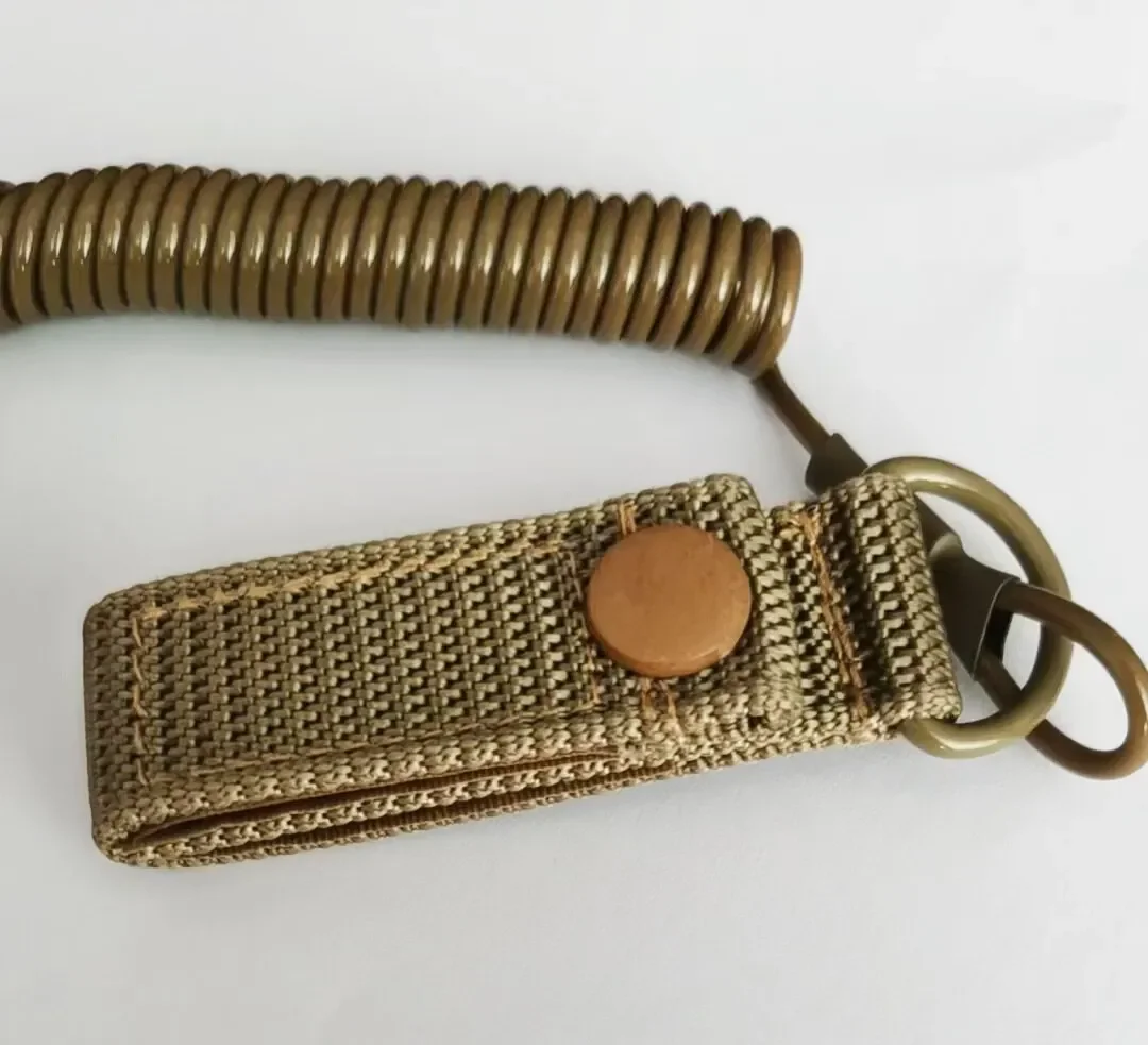 Elastic Tactical Lanyard Rope, Anti-Lost, Military, Spring, Safety Gun Strap, Keychain, Chain, Flashlight, Hunting Accessories