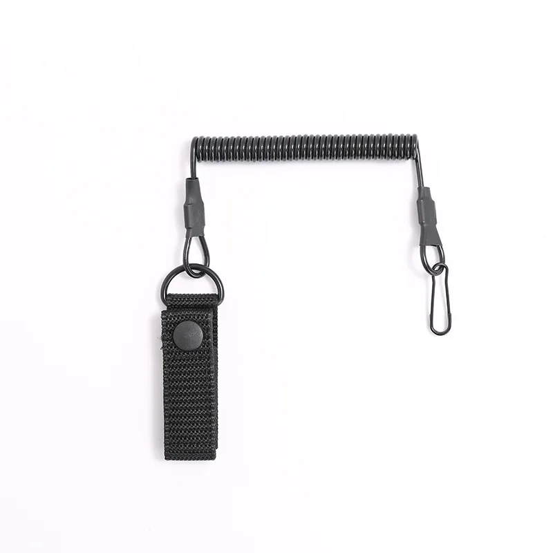 Elastic Tactical Lanyard Rope, Anti-Lost, Military, Spring, Safety Gun Strap, Keychain, Chain, Flashlight, Hunting Accessories