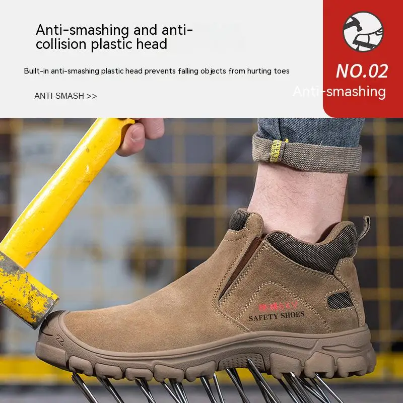 Mens Steel Toe Safety Shoes Breathable Soft Non Slip Work Boots Protective Comfortable Footwear for Men Insulation 6KV Shoes