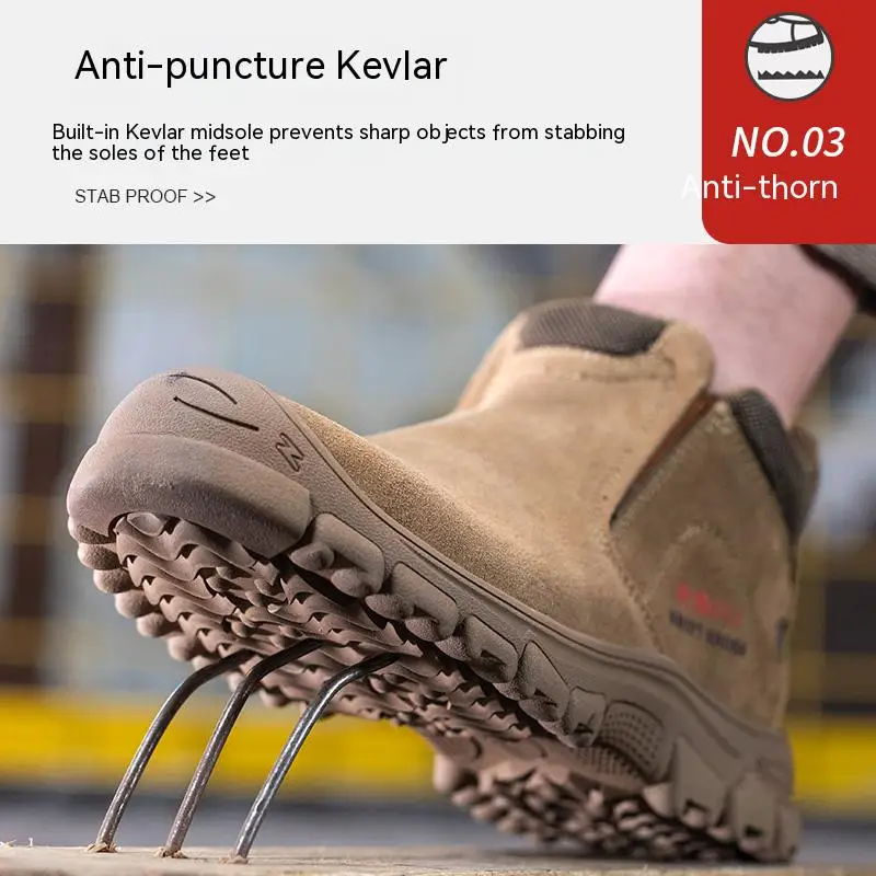 Mens Steel Toe Safety Shoes Breathable Soft Non Slip Work Boots Protective Comfortable Footwear for Men Insulation 6KV Shoes
