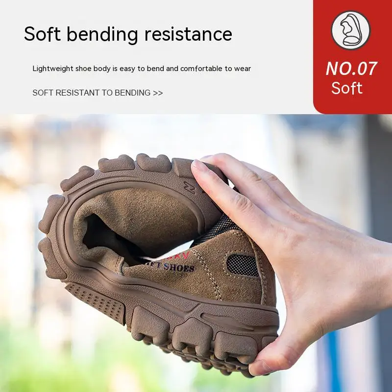 Mens Steel Toe Safety Shoes Breathable Soft Non Slip Work Boots Protective Comfortable Footwear for Men Insulation 6KV Shoes