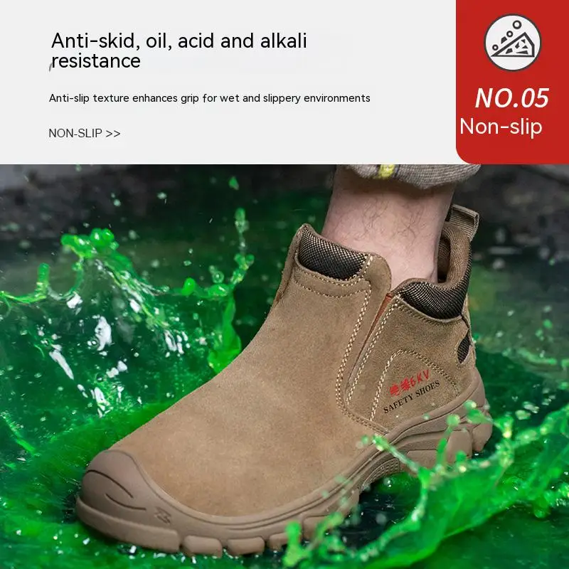 Mens Steel Toe Safety Shoes Breathable Soft Non Slip Work Boots Protective Comfortable Footwear for Men Insulation 6KV Shoes