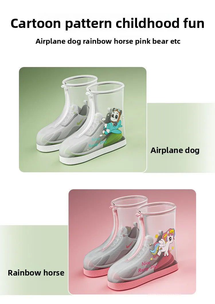 Wear Resistant Children's Cartoon Anti Slip Shoe Cover,Waterproof ,Children's Thickened Midsole Rain Shoe Cover, Worn Externally