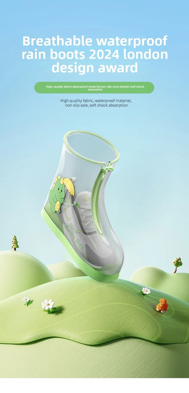 Wear Resistant Children's Cartoon Anti Slip Shoe Cover,Waterproof ,Children's Thickened Midsole Rain Shoe Cover, Worn Externally