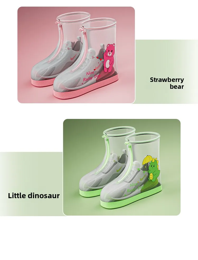 Wear Resistant Children's Cartoon Anti Slip Shoe Cover,Waterproof ,Children's Thickened Midsole Rain Shoe Cover, Worn Externally