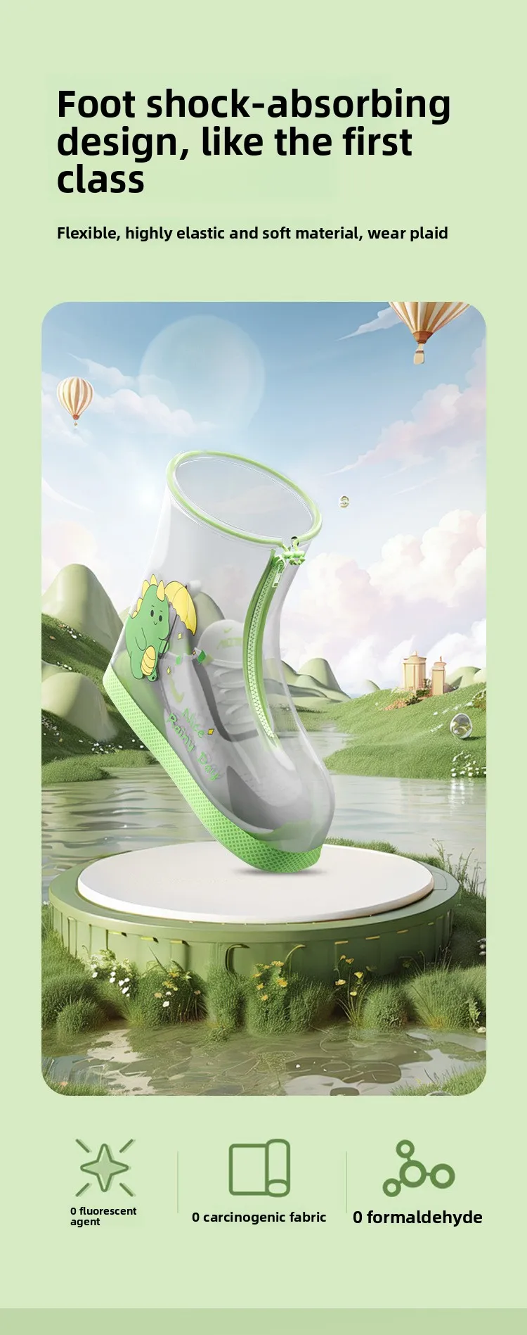 Wear Resistant Children's Cartoon Anti Slip Shoe Cover,Waterproof ,Children's Thickened Midsole Rain Shoe Cover, Worn Externally