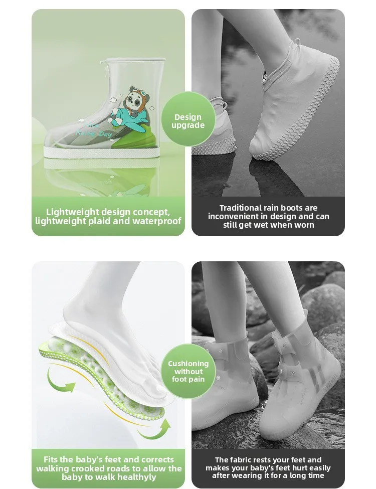 Wear Resistant Children's Cartoon Anti Slip Shoe Cover,Waterproof ,Children's Thickened Midsole Rain Shoe Cover, Worn Externally