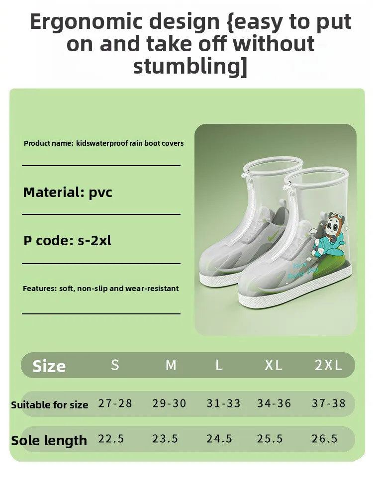 Wear Resistant Children's Cartoon Anti Slip Shoe Cover,Waterproof ,Children's Thickened Midsole Rain Shoe Cover, Worn Externally