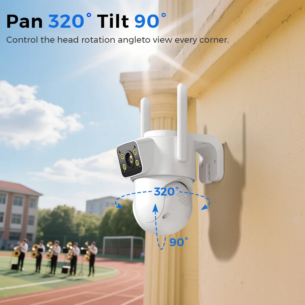 BESDER 12MP 6K PTZ Wifi Camera with Dual Lens Dual Screens AI Human Detection Wireless Outdoor CCTV Security IP Camera ICSEE AP