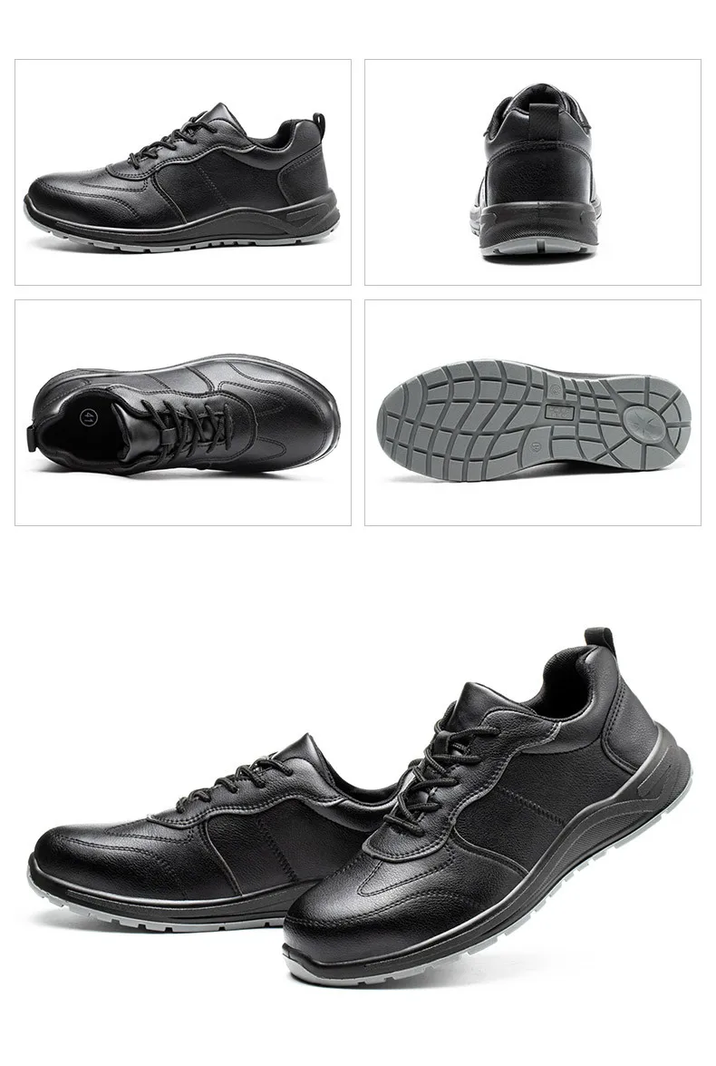 Black Safety Shoes Men Steel Toe Shoes Work Shoes Sneakers Male Anti-puncture Indestructible Security Boots Waterproof
