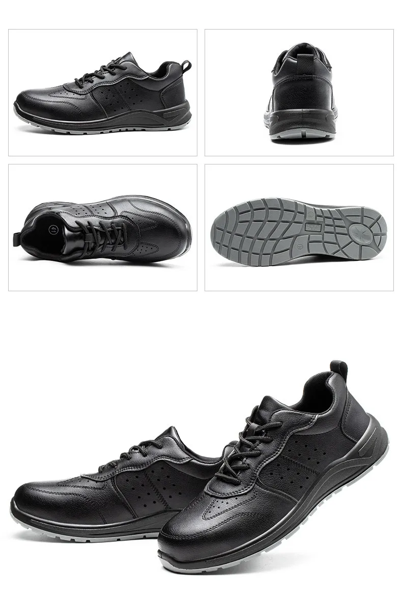 Black Safety Shoes Men Steel Toe Shoes Work Shoes Sneakers Male Anti-puncture Indestructible Security Boots Waterproof