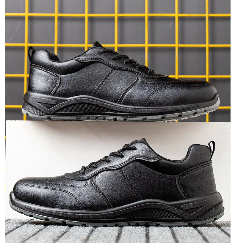Black Safety Shoes Men Steel Toe Shoes Work Shoes Sneakers Male Anti-puncture Indestructible Security Boots Waterproof