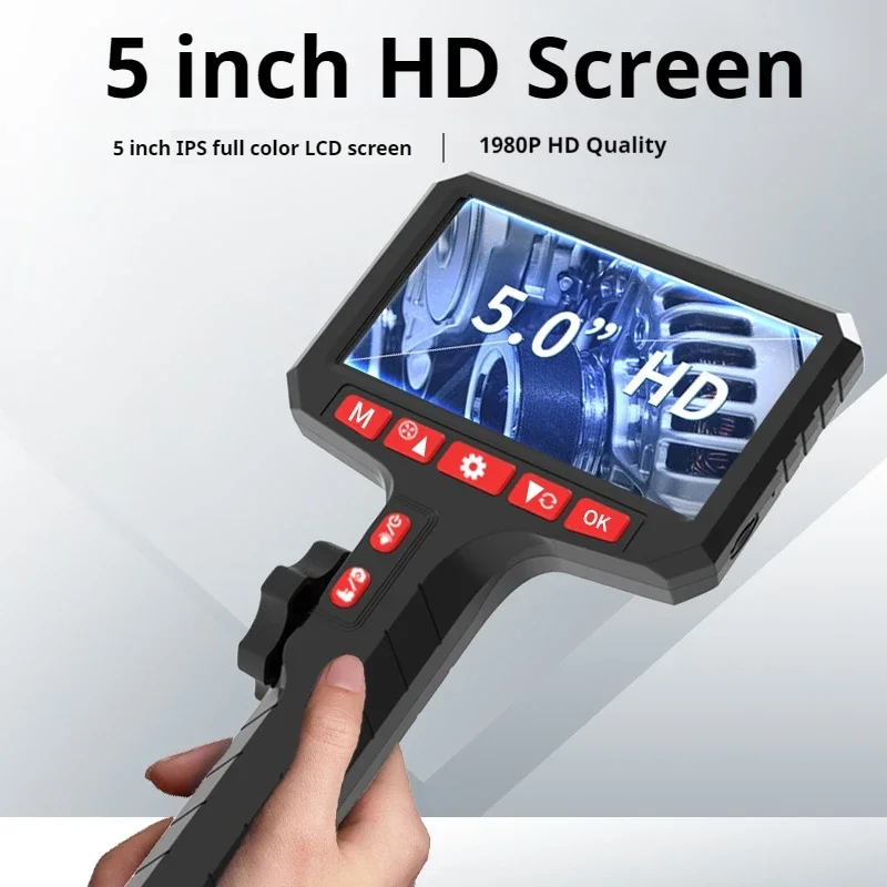3.9mm 5 Million Pixels HD Two-Way Rotary 360° Industrial Piping Endoscope Camera Borescope Inspection With 5.0 Inch