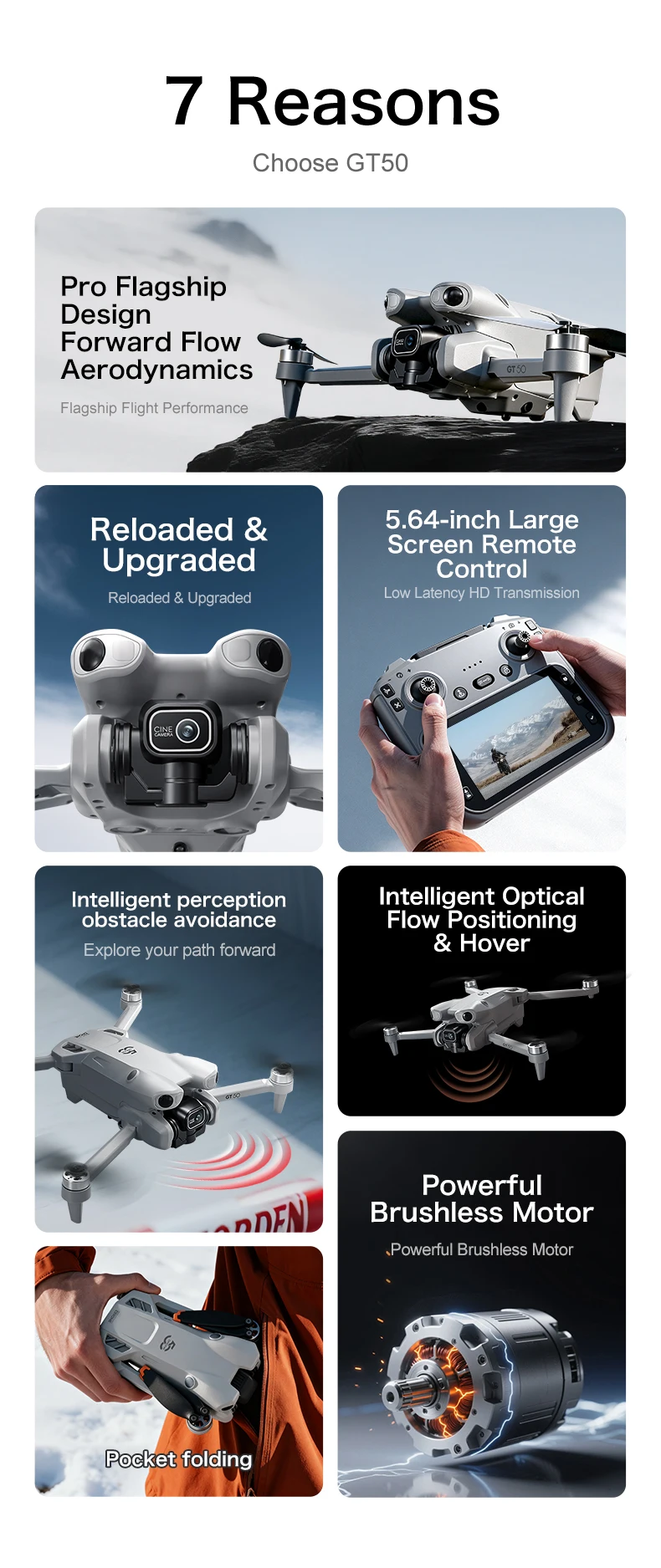 GT50 PRO MIni 5 pro RC Drone 8K HD Dual Cameras WiFi 20mins Flight Aerial Photography Quadcopter Remote Control UAV Boy toy gift