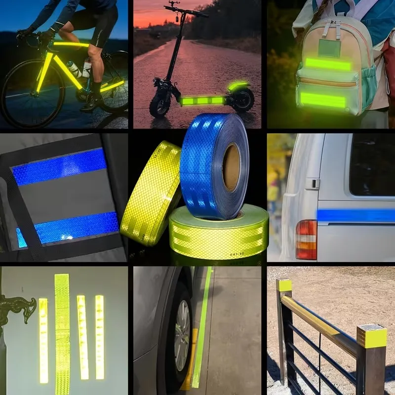 450/250/50CM DOT-C2 Reflective Car Stickers Outdoor Waterproof Warning Tapes White Red Blue Yellow PET Reflectors Safety Strip