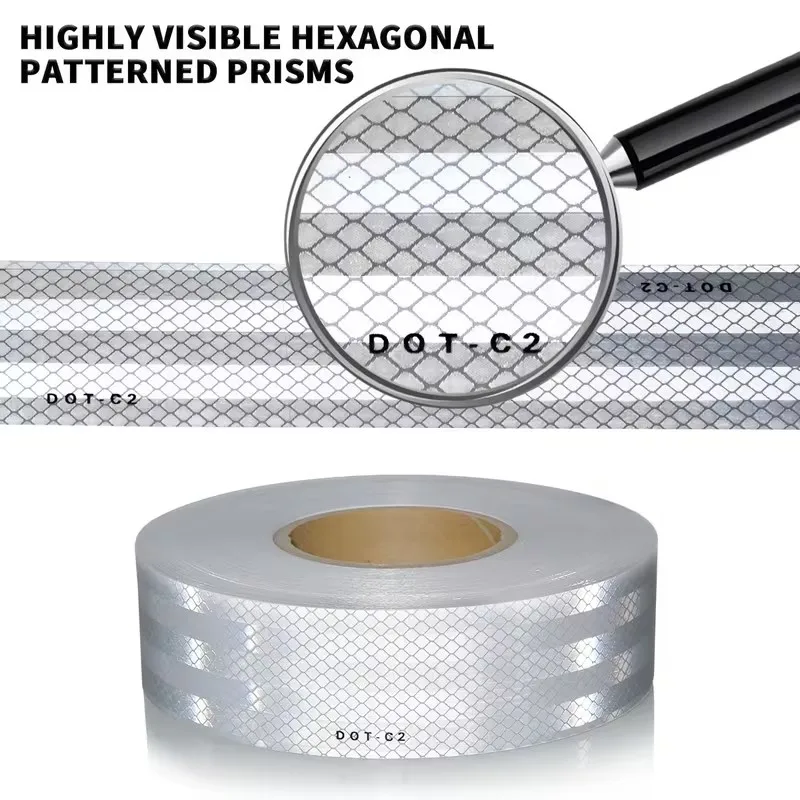 450/250/50CM DOT-C2 Reflective Car Stickers Outdoor Waterproof Warning Tapes White Red Blue Yellow PET Reflectors Safety Strip