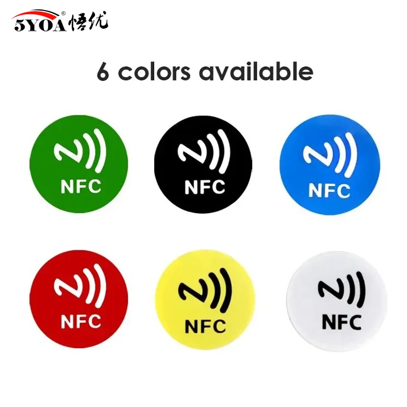 5YOA 6pcs Black NFC RFID Stickers Ntag213 Ntag215 Ntag216 13.56MHz Universal Label Ultralight Token for Patrol Tagging