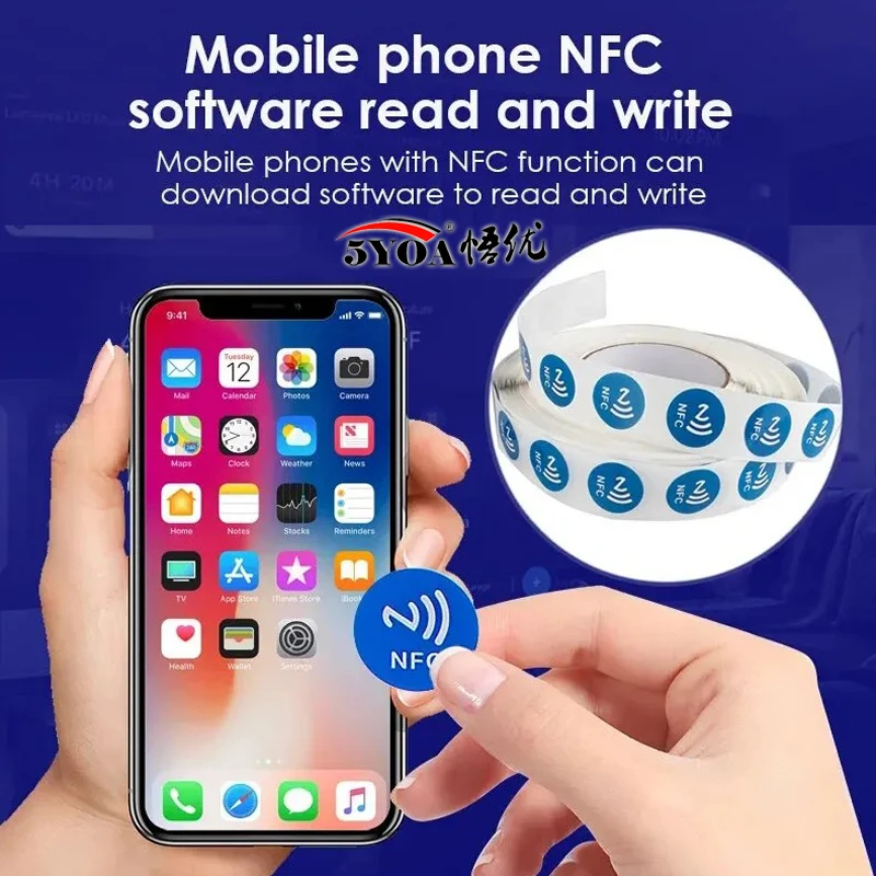 5YOA 6pcs Black NFC RFID Stickers Ntag213 Ntag215 Ntag216 13.56MHz Universal Label Ultralight Token for Patrol Tagging