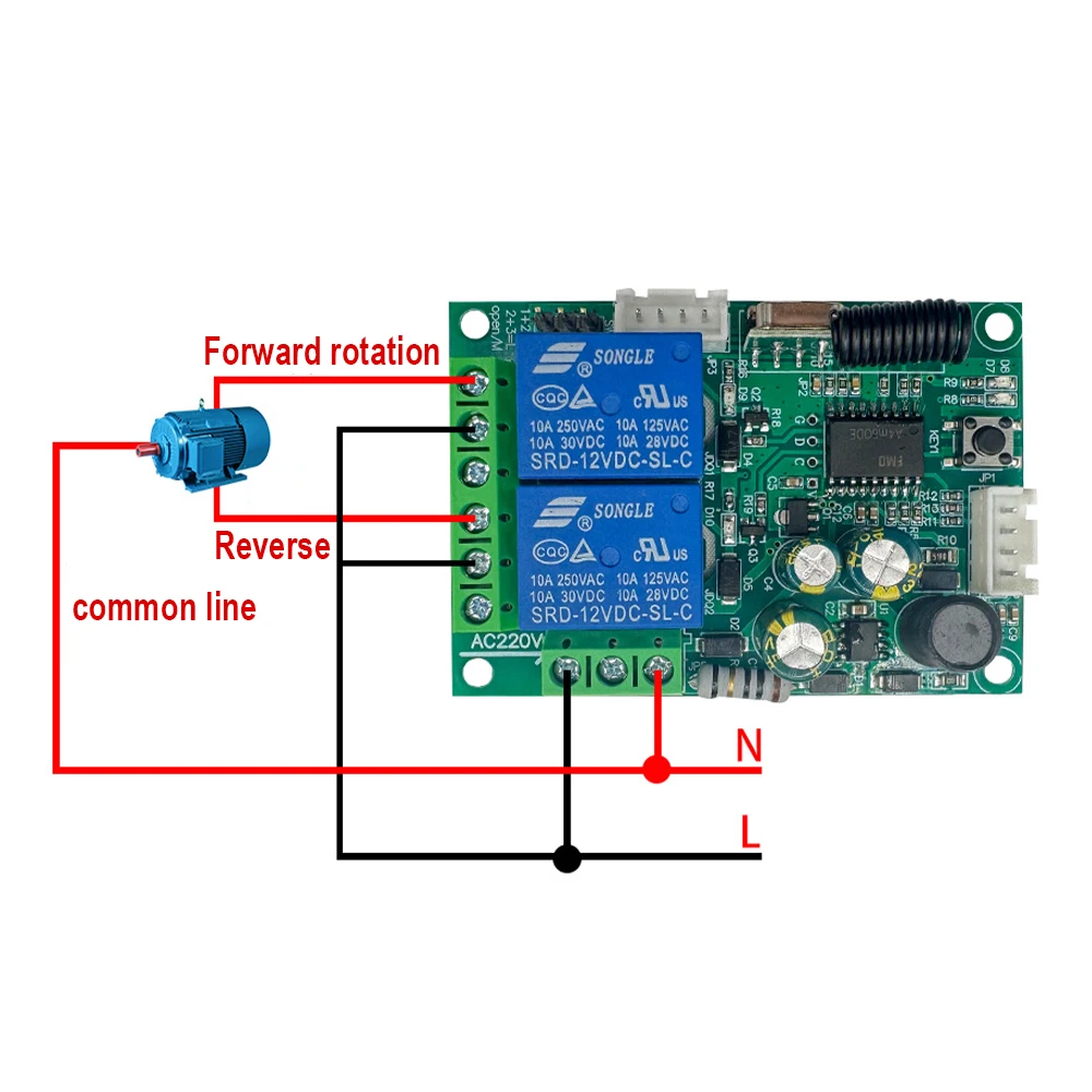 433MHz Universal Wireless Remote Control AC220V 2CH RF Relay Receiver and Transmitter for Universal Garage Door and Gate Control