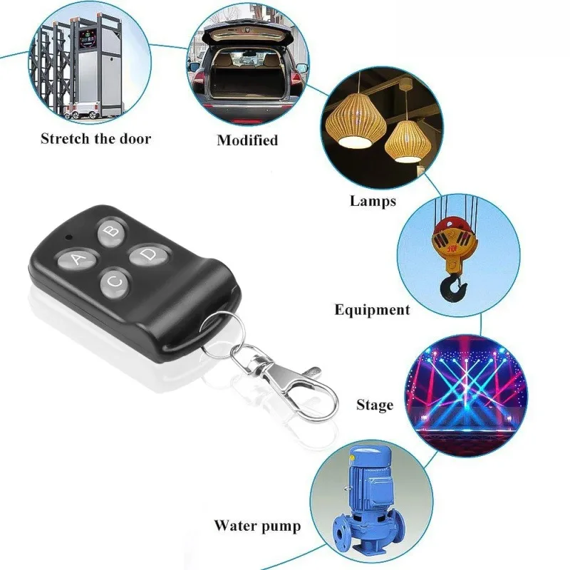 433Mhz RF Garage Door Remote Control Duplicator 4 Keys Fixed Code Grabber Clone Gate Key Fob Command Hand Transmitter
