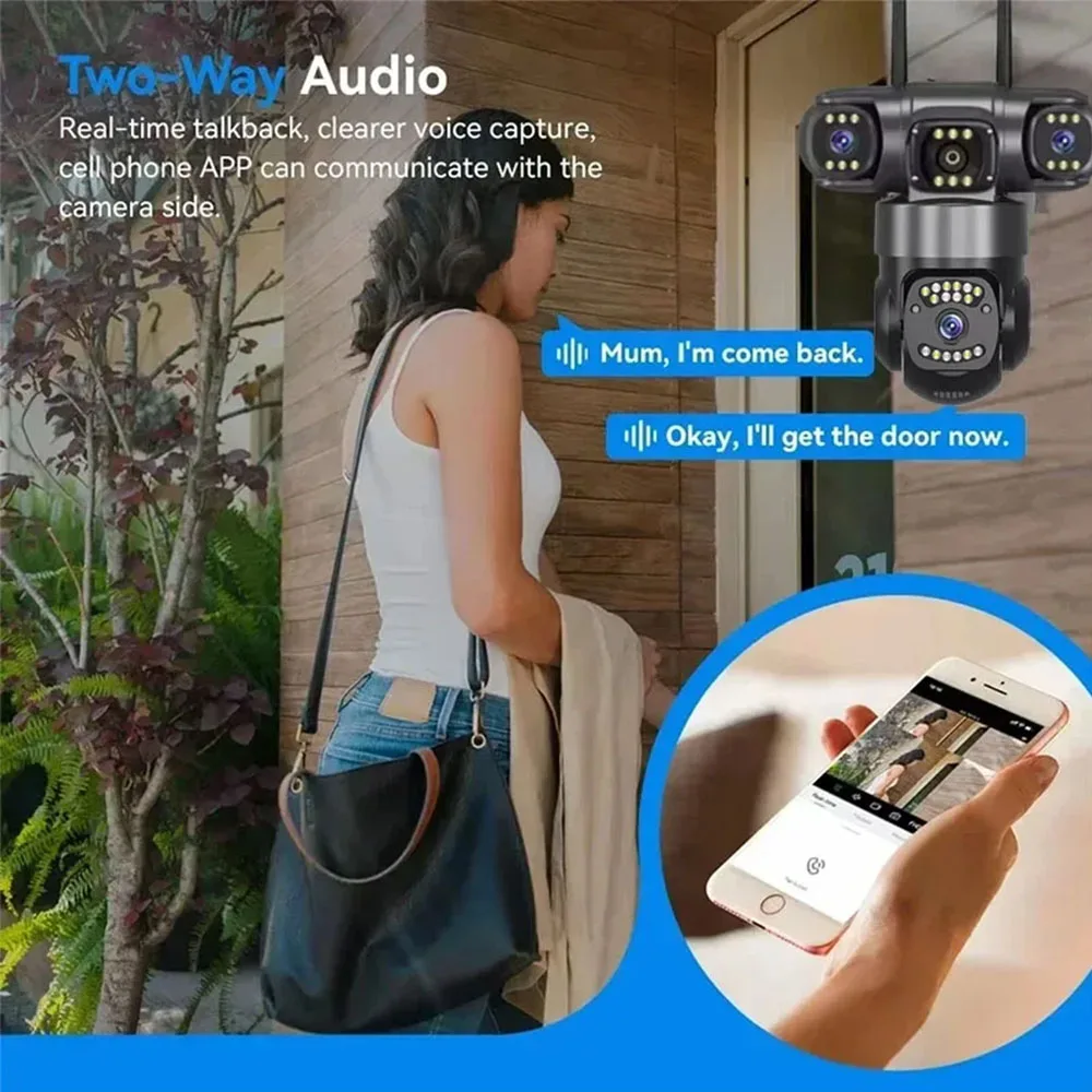 12MP 6K Triple Lenses WiFi IP Camera Outdoor Triple Screens Weatherproof Night Vision Home Security CCTV Surveillance Cam