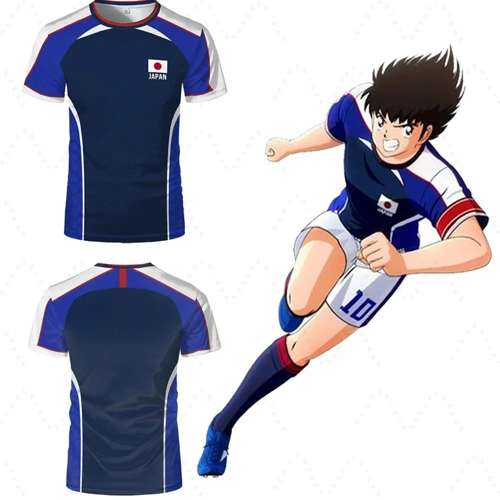 Anime Captain Tsubasa Japanese Flag Jersey Breathable Quick-drying Sports T-shirt For Men And Women fitness clothing Tops Gifts