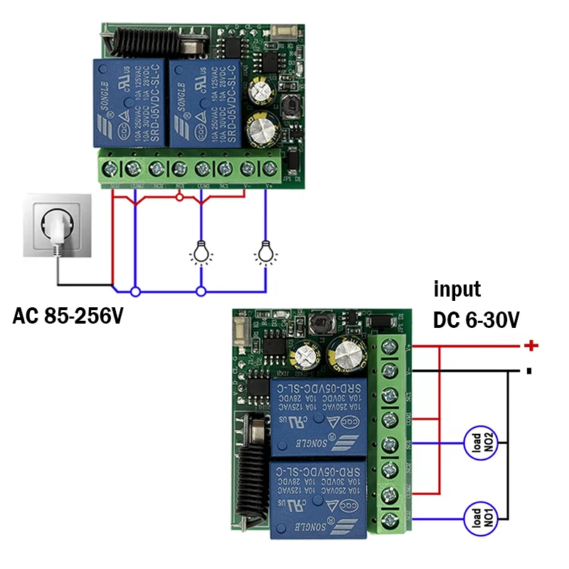 433MHz Remote Control 9V 12V 24V 220V Relay Receiver Module for Garage Door Electromagnetic Lock DIY Motor Signal Transmission