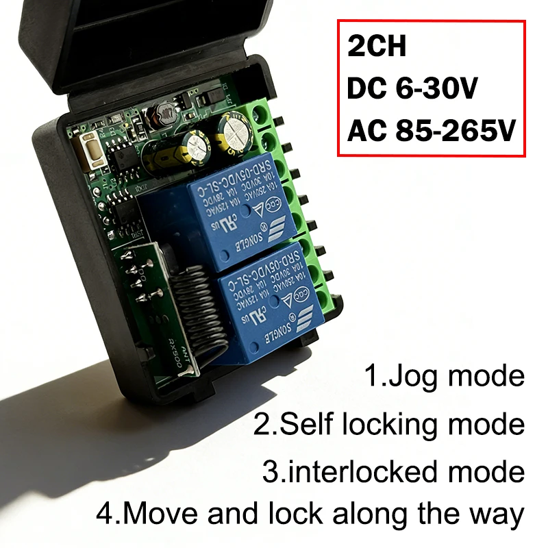 433MHz Remote Control 9V 12V 24V 220V Relay Receiver Module for Garage Door Electromagnetic Lock DIY Motor Signal Transmission