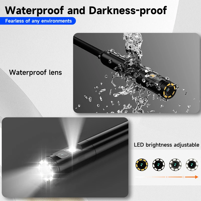 7‘’ IPS Screen Borescope Detachable Design Multiple Lens HD1080P Industrial Endoscope Inspection Camera for Piping Car 1920P