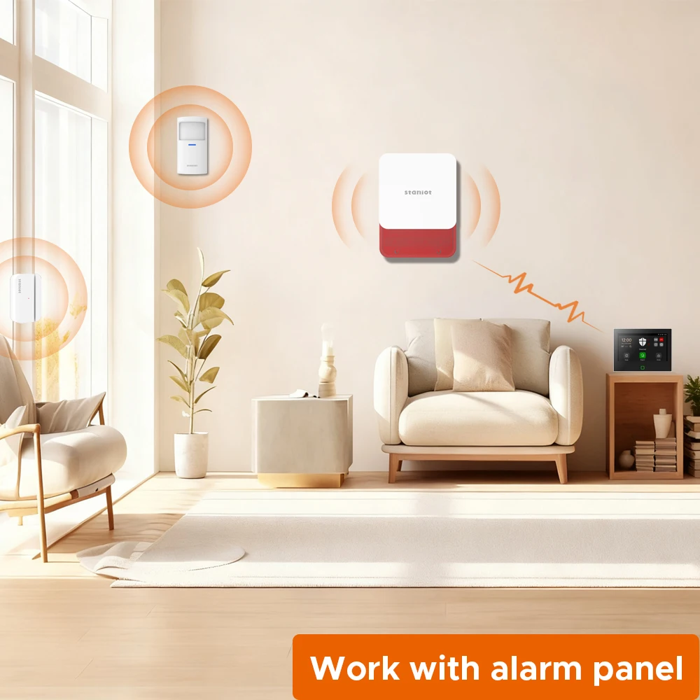 Staniot Indoor Siren Alarm 115dB High Decibel Wireless 433MHz Anti-Theft Smart Home Devices Waterproof House Alarm System