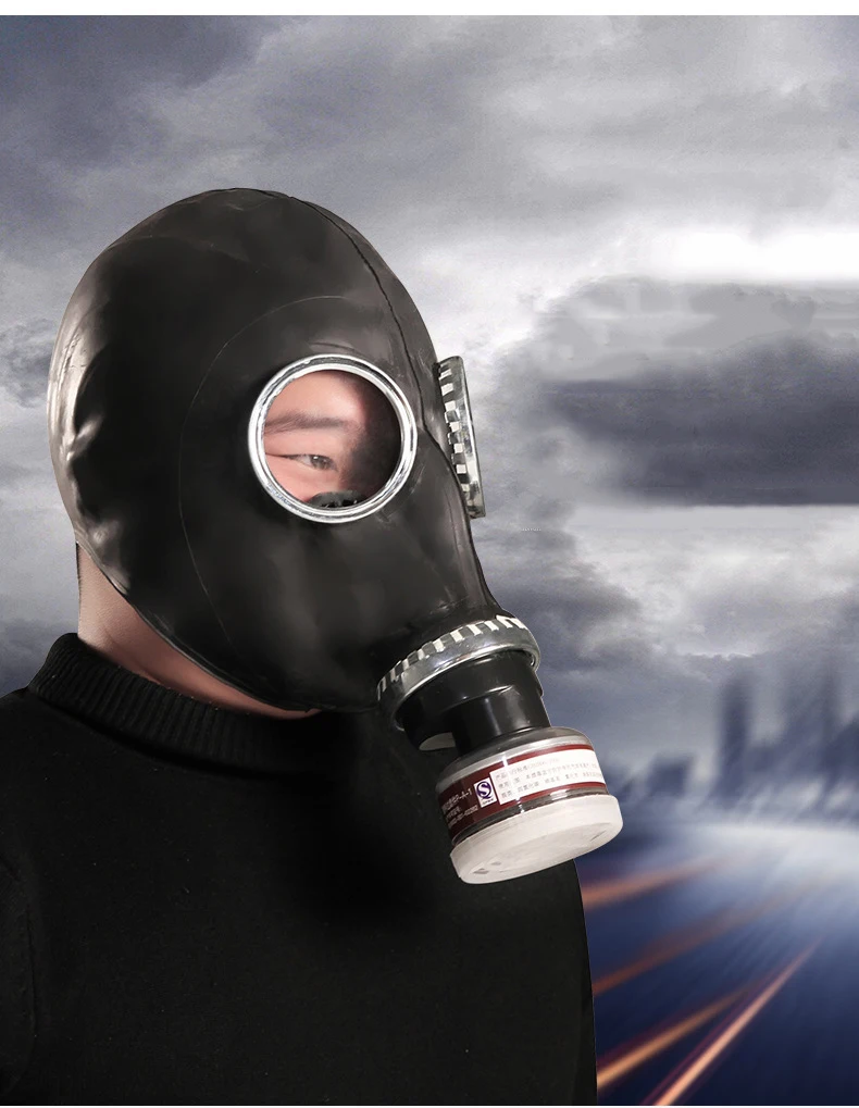 Ghost 64 Full Head Hood Gas Mask Respirator Painting Spray Chemical Prevention Breath Control Mask Halloween Work Safety