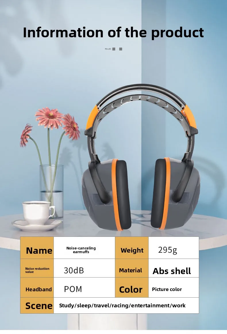 Premium Upgraded Soundproof Earmuffs Adjustable Anti-noise Headphones Ideal for Shooting Sleep Learning Mute Protection Headset