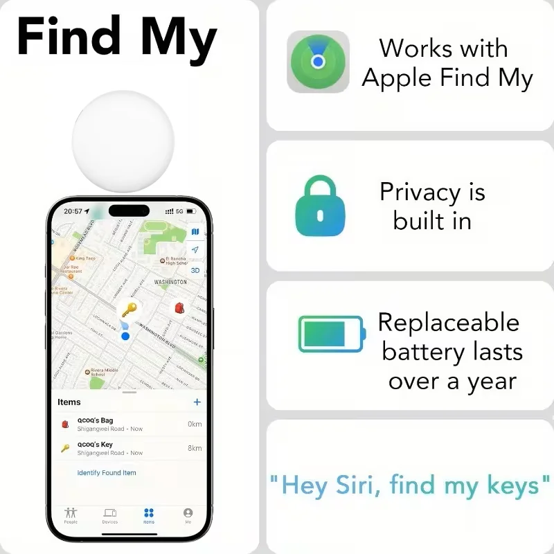 Anti-lose Tracker for Apple Airtag Replacemen via Find My Bluetooth GPS Tracker For Luggage IOS MFi Key Finder