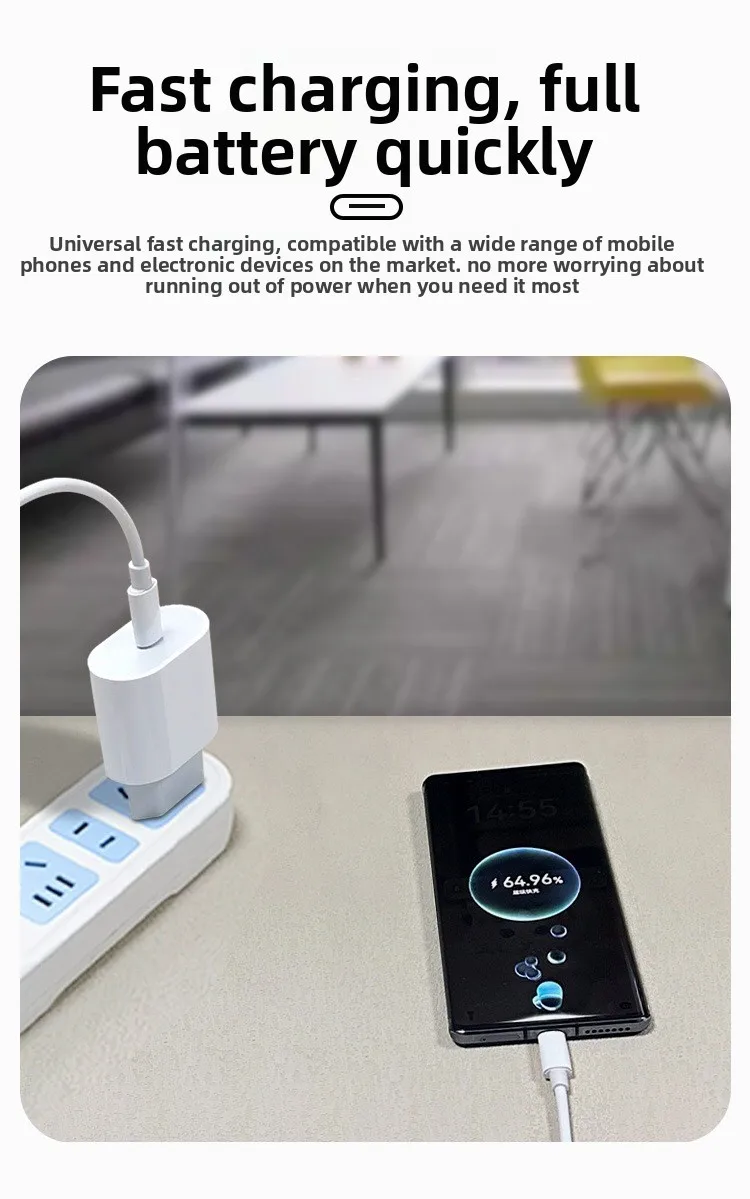 PD20W Fast Charger European Standard Plug Adapter with USB-C Interface 20W Disguised Fast Charging Head
