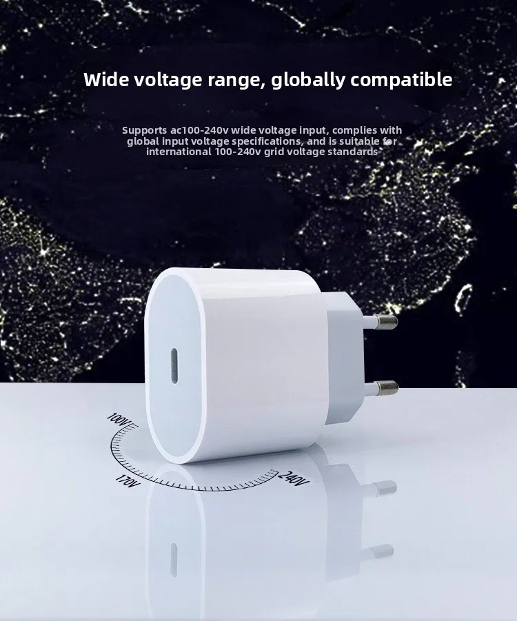 PD20W Fast Charger European Standard Plug Adapter with USB-C Interface 20W Disguised Fast Charging Head