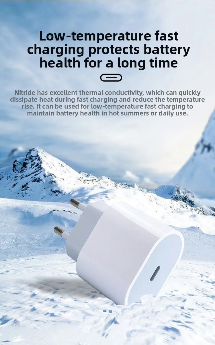 PD20W Fast Charger European Standard Plug Adapter with USB-C Interface 20W Disguised Fast Charging Head