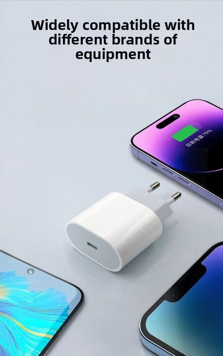 PD20W Fast Charger European Standard Plug Adapter with USB-C Interface 20W Disguised Fast Charging Head