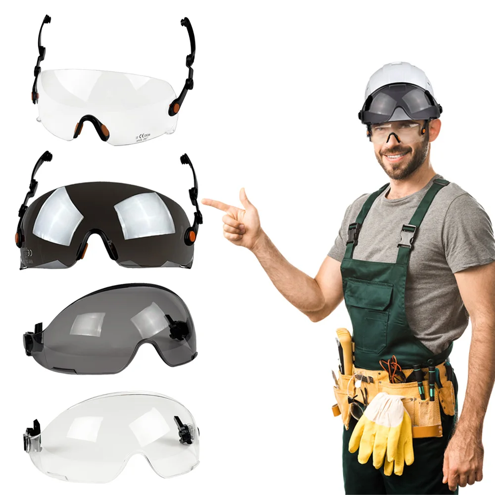 CE Visor For Safety Helmet Construction Hard Hat Accessories Safety Goggles for Helmet Replacement PC Material Eye Protector ANS
