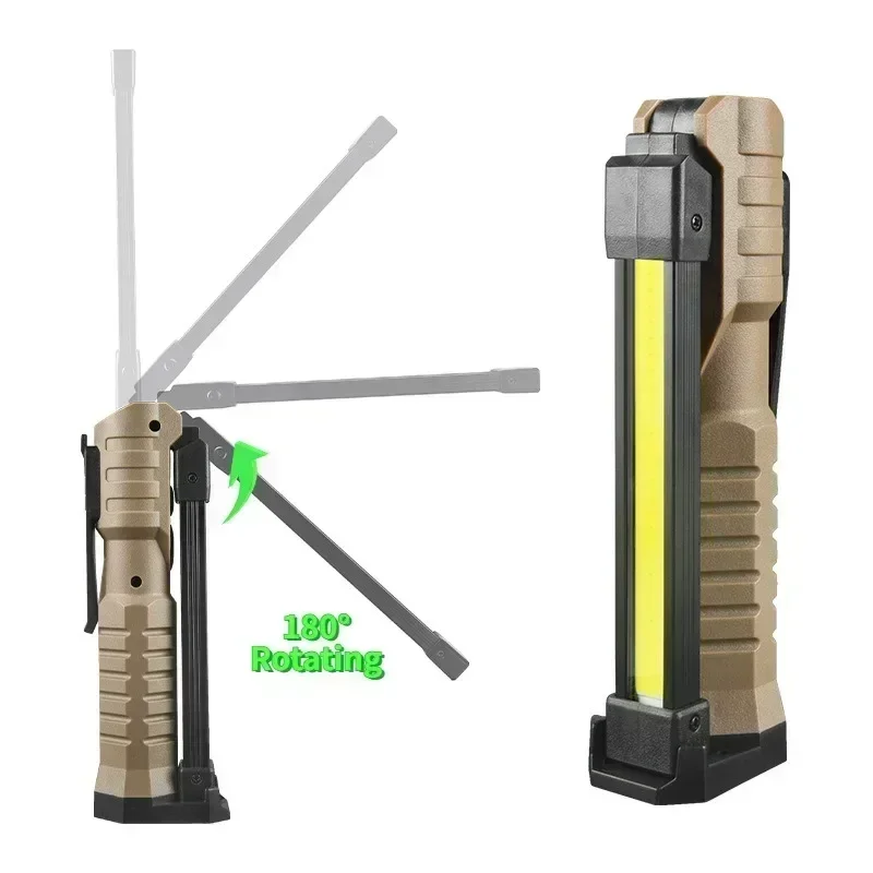 Foldable Magnetic COB Work Light, Type C Rechargeable Flashlight, Portable LED Floodlight Torch for Outdoor Camping Emergency