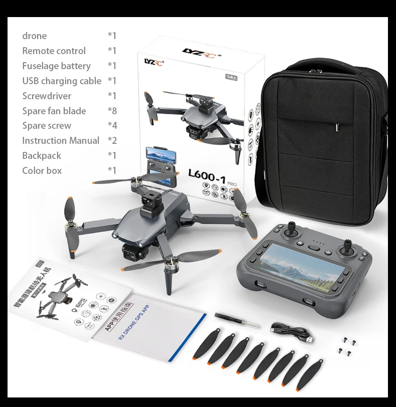 L600 PRO MAX GPS Drone Professional 4K Camera 3-axis Gimbal Aerial UVA 5G FPV Brush Avoiding Obstacle Folding Quadcopter Drones