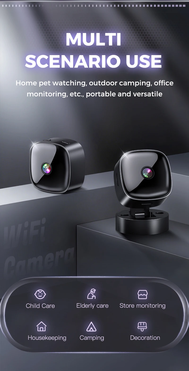 Lenovo Security Monitoring High Definition 8K Rotating WiFi Mini Camera No Need for Plug in Night Vision Smart Home 2026 New