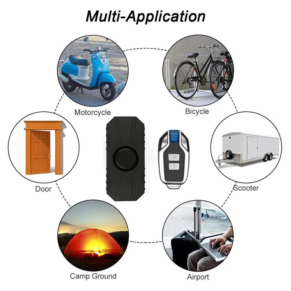 Wireless Vibration Alarm Waterproof Motorcycle Electric Bicycle Alarm Remote Control Anti-loss Safety Sensor USB Charging